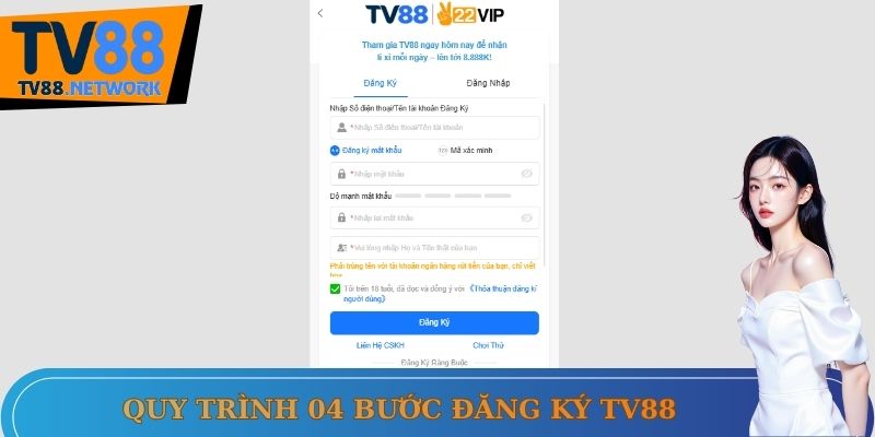 Đăng ký TV88 với 04 bước